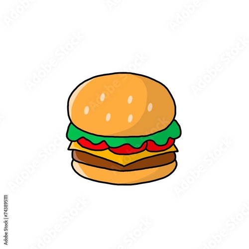 Burger Vector Cartoon Illustration Isolated On White Background