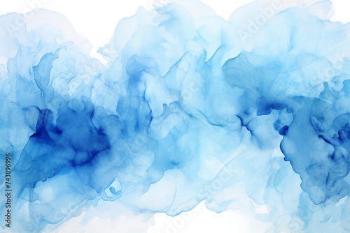 Blue Ink Mixing With Water. Blue ink is being dispersed and blending in with the water, creating a swirling effect. On PNG Transparent Clear Background. photo