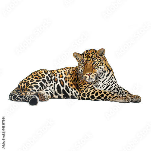 Graceful Rest  A Leopard s Serenity on a Transparent Canvas