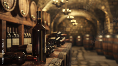 Bring to life a 3D animated scene of a luxurious backdrop background showcasing the elegance of a wine cellar with a unique twist