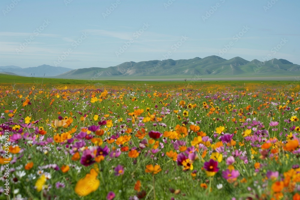 Fields of wildflowers stretch to the horizon, a riot of color and fragrance that ignites the senses with pure delight.