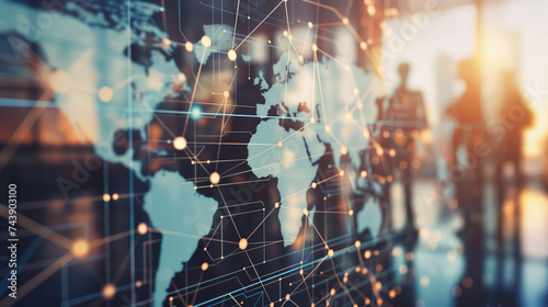Digital Data Network in Futuristic Background with Reflection photo