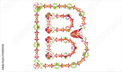 Vintage style floral letters font, vector alphabet.