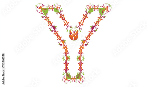 Vintage style floral letters font, vector alphabet.