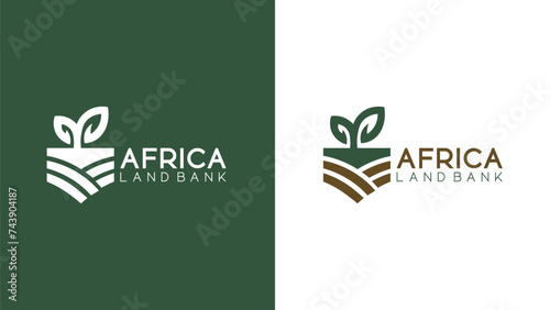 Natural growing leaf icon logo design, Africa land bank logo growing