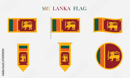 A set of Sri Lankan Flag Vector with text. 