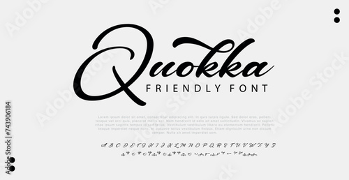 Quokka stylish modern font white techno alphabet letters and numbers set photo