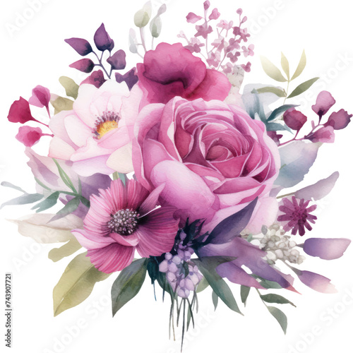 Watercolor flowers bouquets isolated on white background. , bunch of flowers watercolor for Stylish fall wedding bunch of flowers. design card, postcard, textile, flyer