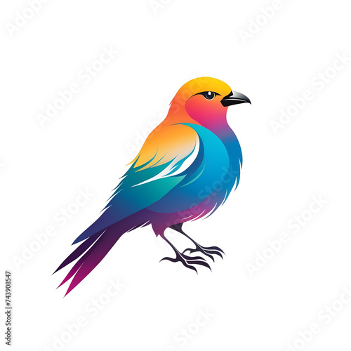 colorful Bird designs isolated on white background.