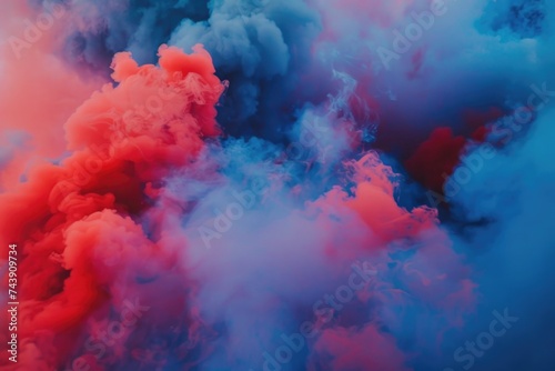 Vivid red blue and purple smoke and fog background.