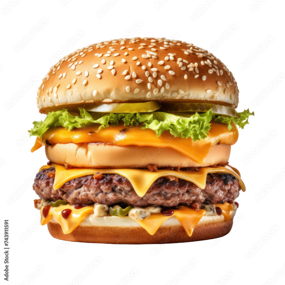 Cheese burger isolated on transparent background Cheese burger isolated on transparent background