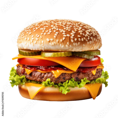 Cheese burger isolated on transparent background