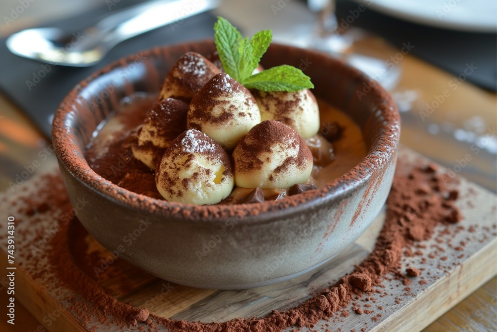 A luxurious flavor, Tiramisu cake beverage.
generative ai