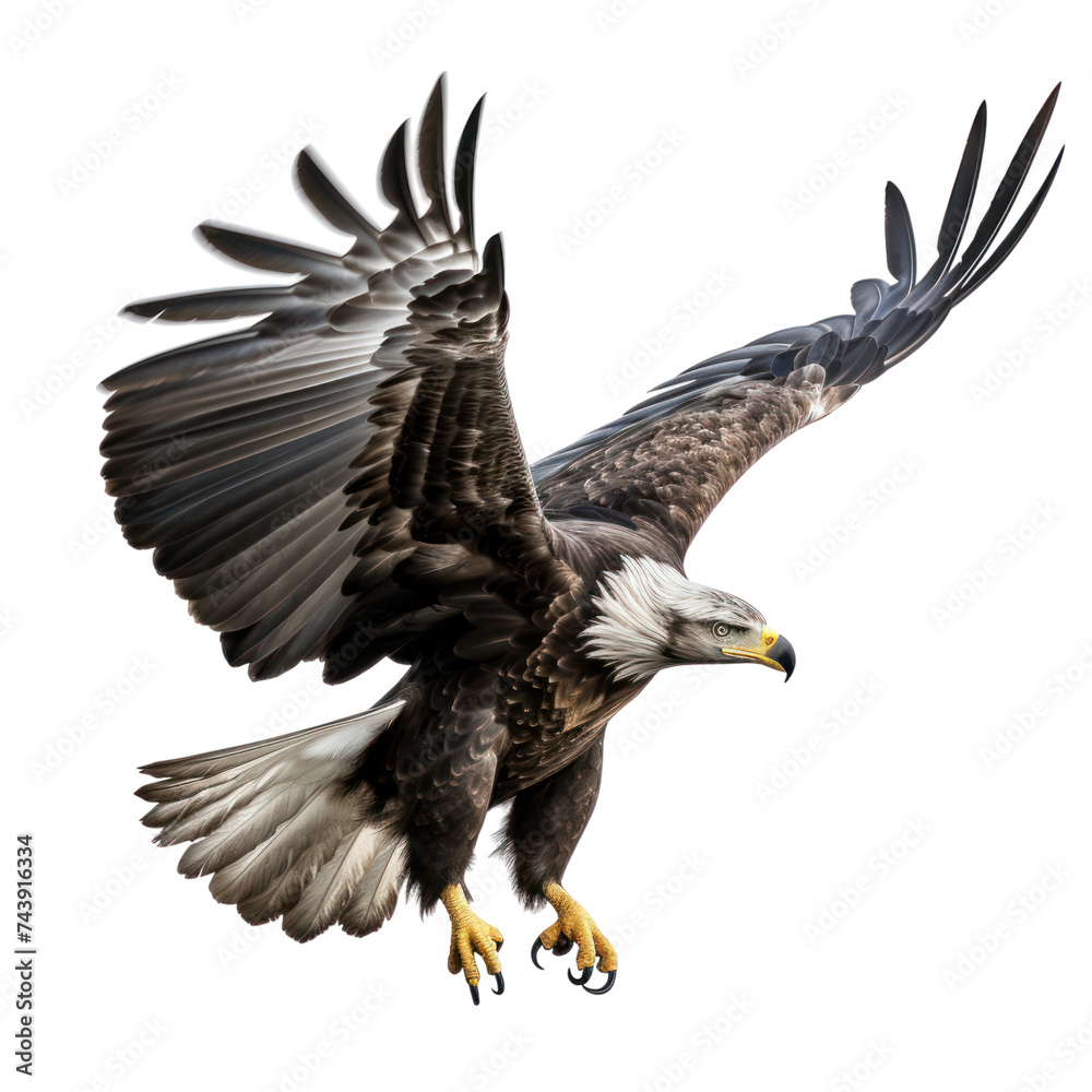 Obraz premium Eagle flaying isolated on transparent background