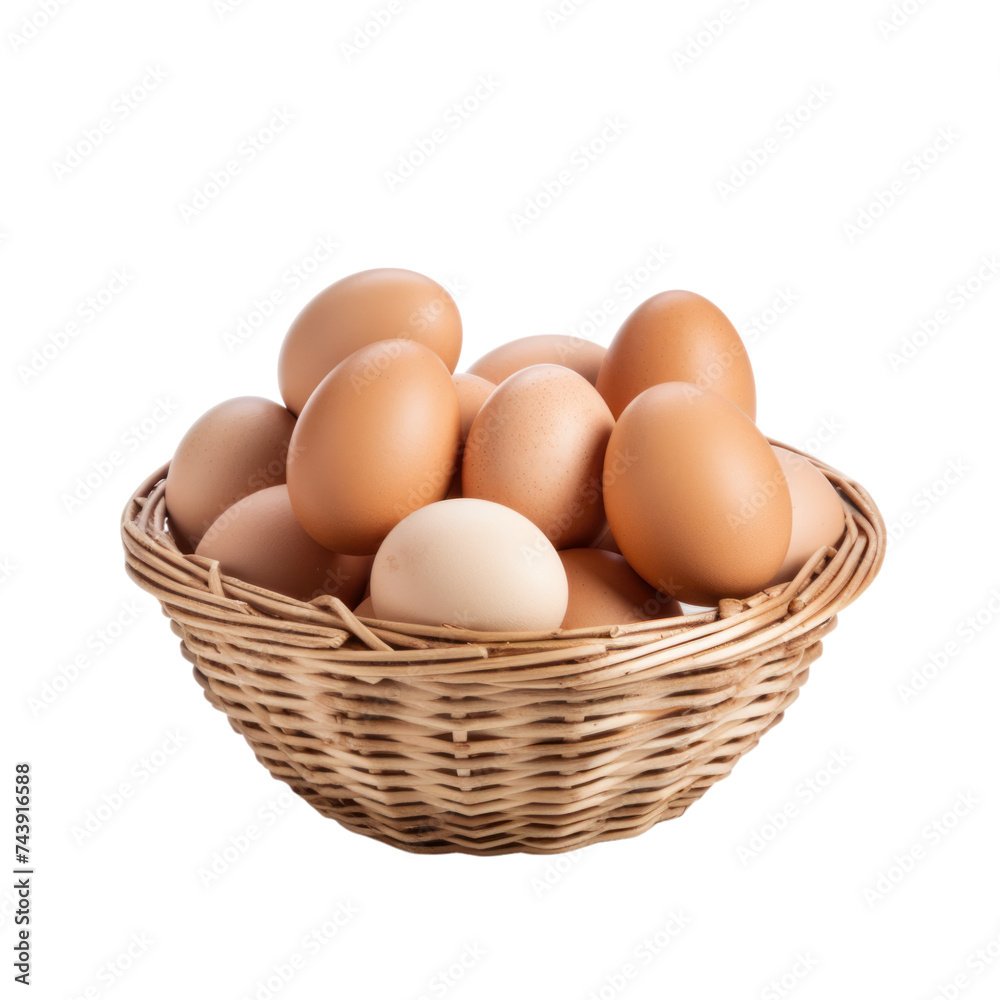Eggs in basket isolated on transparent background Eggs in basket isolated on transparent background