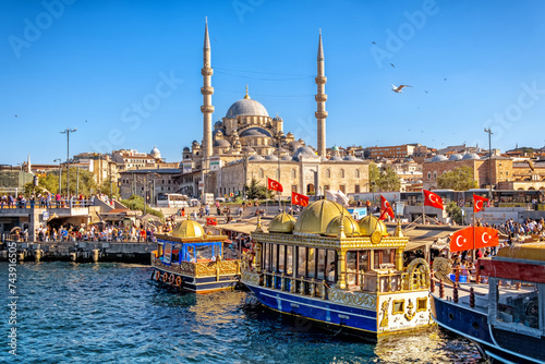 ISTANBUL, TURKEY - September 7, 2022: View of New Sultan Mosque in Eminonu photo
