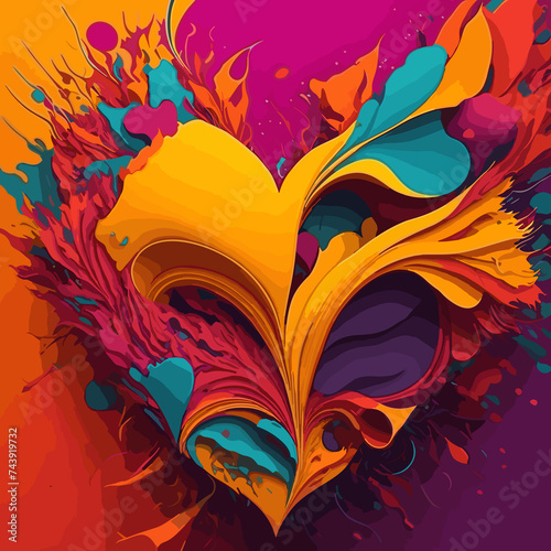 Abstract art showing the heart in vibrant colors