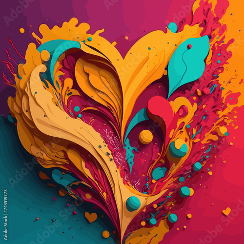 Abstract art showing the heart in vibrant colors