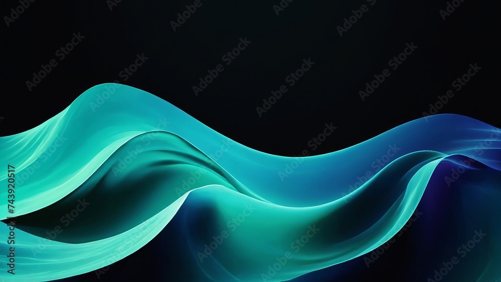 Windows 11 Abstract Green and Blue Waves Wallpaper Stock Illustration