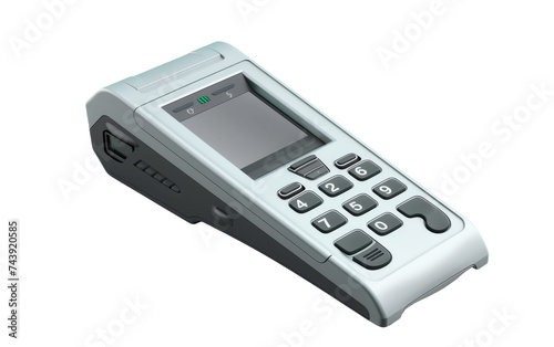 Payment Processing Terminal On Transparent Background.