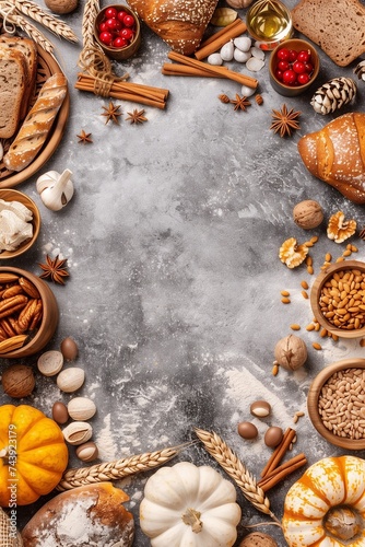 Autumn Abundance: A Festive Spread of Seasonal Baking Ingredients and Harvest Decor