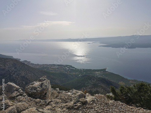 View from Vidova Gora to the adriatic sea and the island Hvar