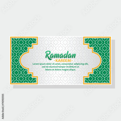 Ramadan background with green and gold trim
