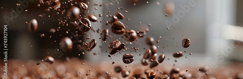 Coffee beans fly after being exploded