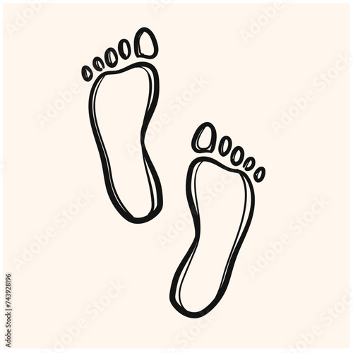 Naked flatfoot emblem with illustration style doodle and line art