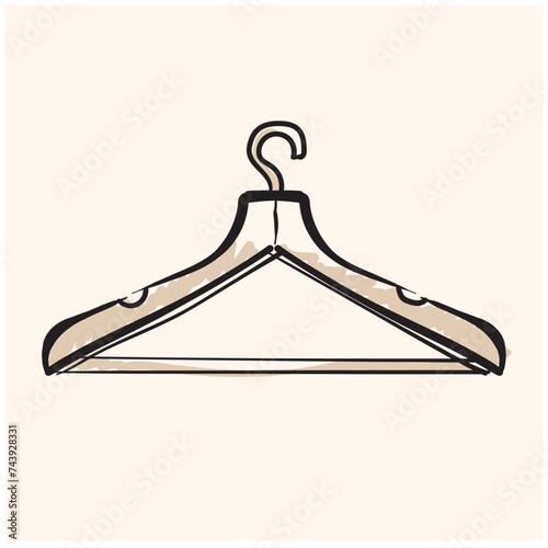 Old plastic hanger for shirt, dress, coat with Illustration style doodle and line art
