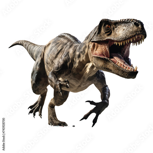 Vector illustration of a fierce dinosaur on a white background, a fierce t-rex.