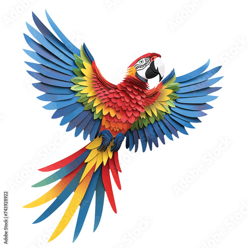 Vector illustration of a colorful macaw parrot on a white background. © AI for You