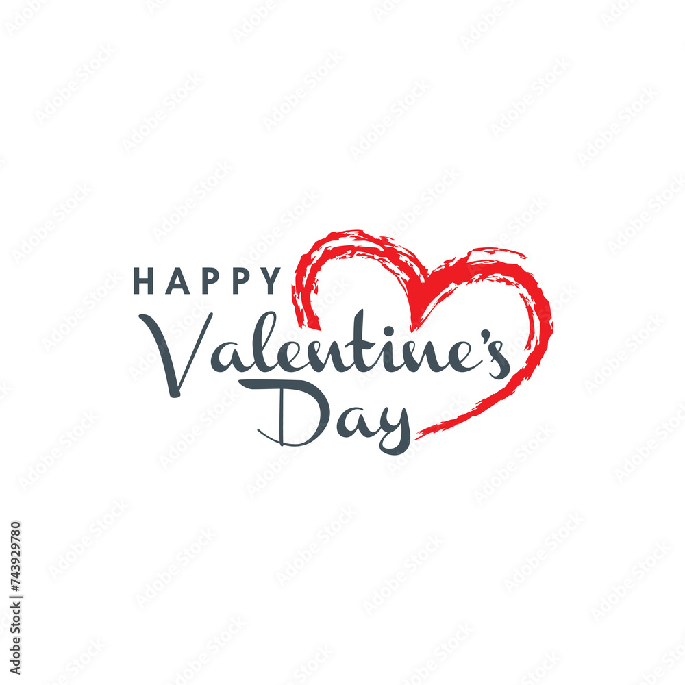 Happy valentine's day lettering on white background 
