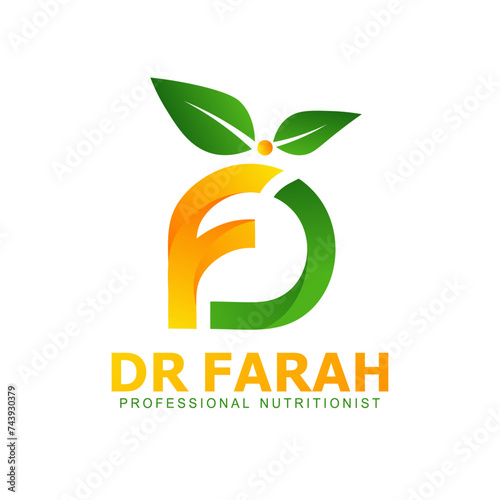FR logo Health Nutrition design, healthy food nutrition logo designs