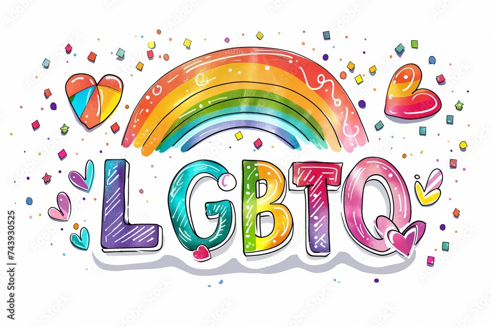 Fototapeta premium LGBTQ Pride rainbow luminescence. Rainbow calypso colorful hir diversity Flag. Gradient motley colored ivory LGBT rights parade festival unbleached silk diverse gender illustration