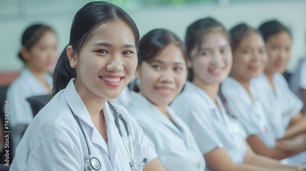 Medical team in row looking at the camera Medical team in row looking at the camera