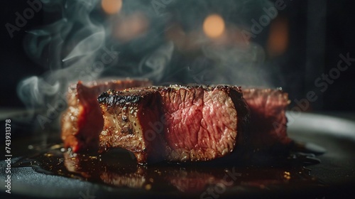 coocking beef steack on barbecue