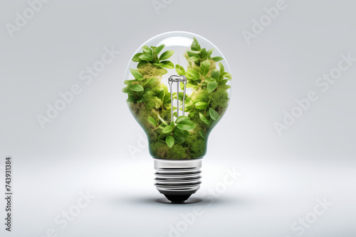 Incandescent lamp with green leaves inside
