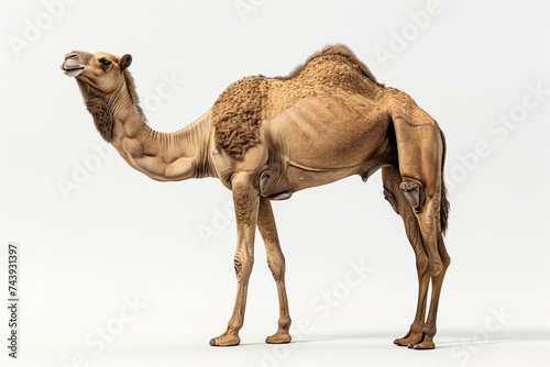 front view camel standing isolated on white background photo