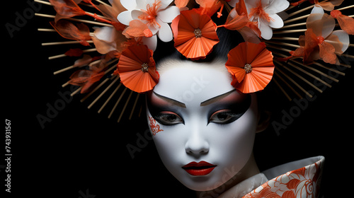 Portrait of a Japanese woman in national clothes