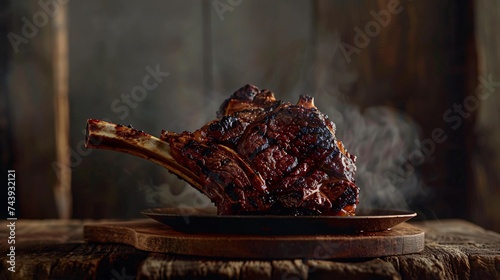 coocking beef steack on barbecue