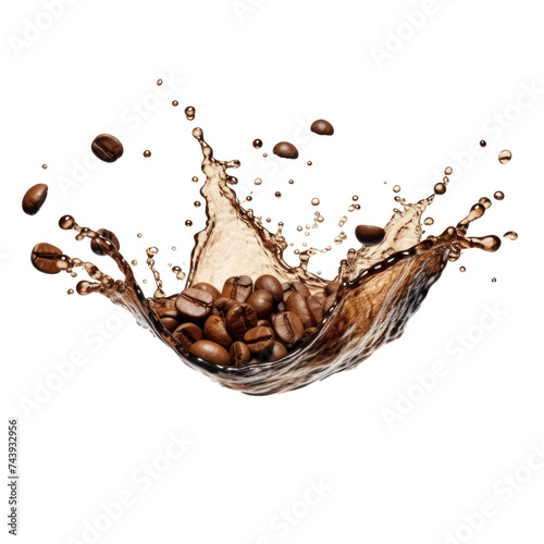Coffee splash isolated on the transparent background