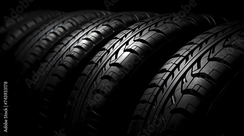 Car tires isolated on black background © xuan