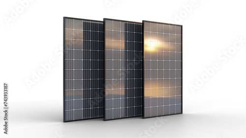 Battery isolated solar panels 3d rendering isolation. 3D illustration