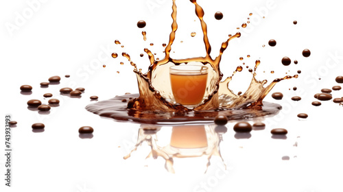 Coffee splash isolated on the transparent background