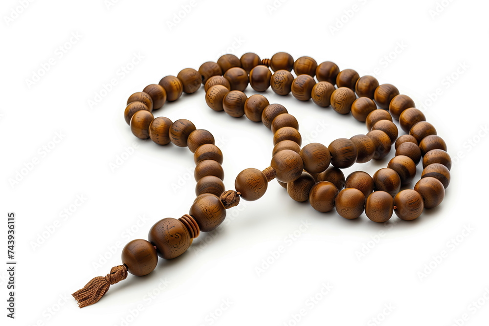 islamic brown prayer beads isolated on white background. ramadan kareem holiday celebration concept islamic brown prayer beads isolated on white background. ramadan kareem holiday celebration concept