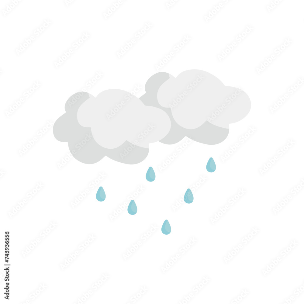 Rainy clouds vector illustration in doodle style.