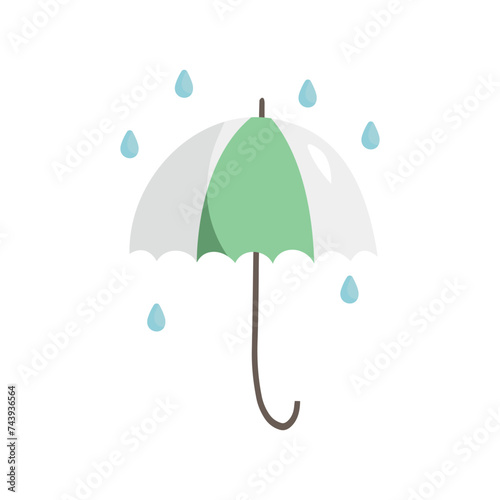 Umbrella with rain vector illustration in doodle style.