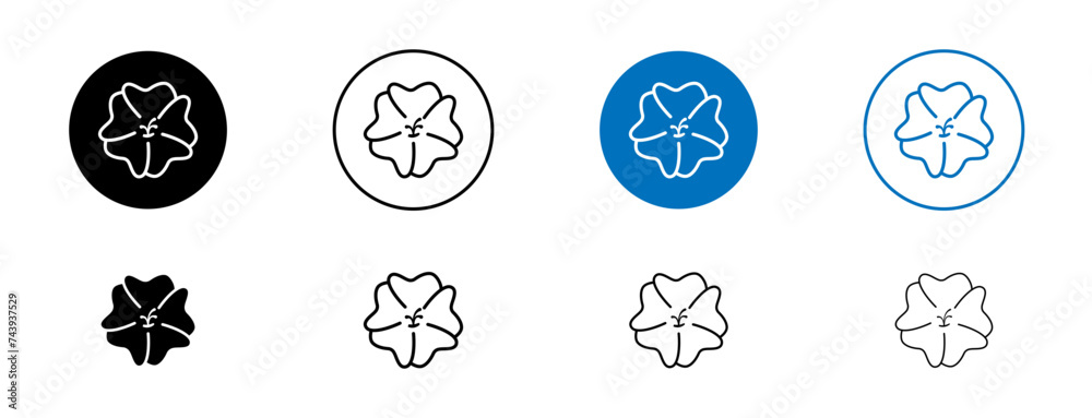 Hawaiian Flower Line Icon Set. Island's Fragrant Symbol in Black and Blue Color.