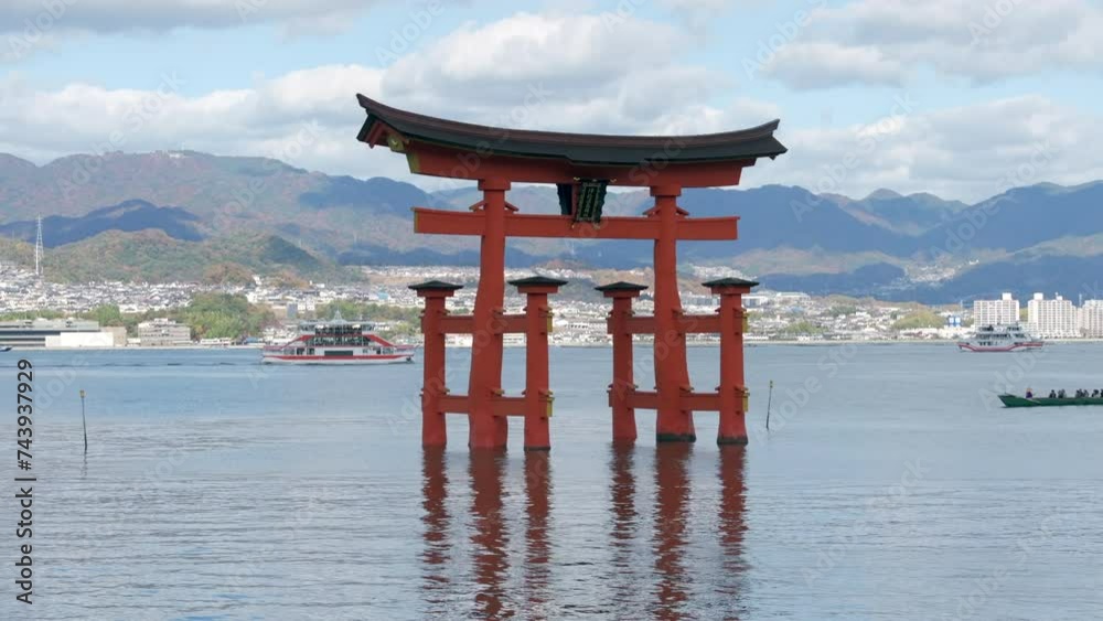 Aerial view of historic Itsukushima Shrine Aerial view of historic Itsukushima Shrine
